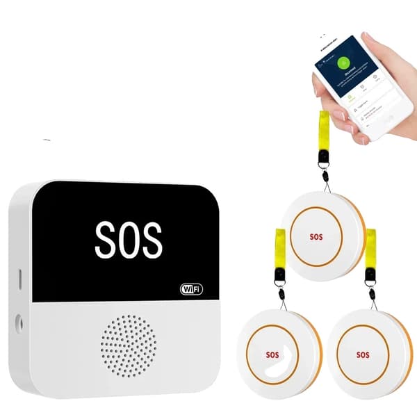 Trådløst Ældrepleje SOS Alarm System, WiFi Kontrol, Dobbelt Alarmfunktion,Guld