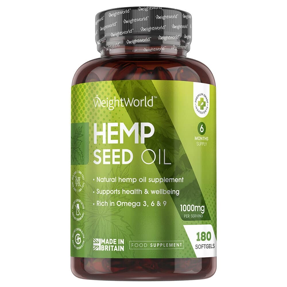 Cannabisfröolja mjuka kapslar, 1000mg, 180 kapslar