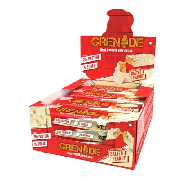 Grenade Proteinbar - Carb Killa Bar - Vit Choklad Saltad Jordnöt Förpackning med 12