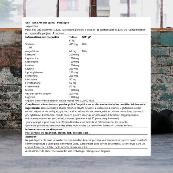 Nio Aminos 330g Ananas USN Aminosyror - BCAA