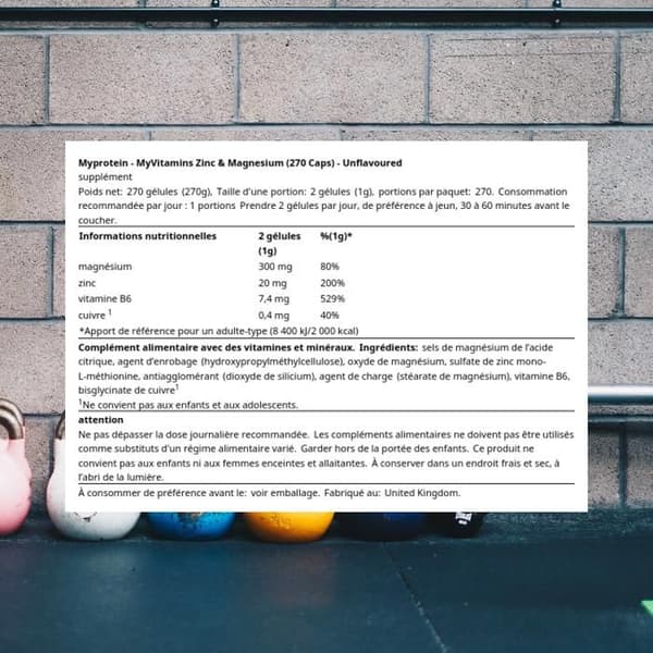 Zink och Magnesium 800mg - 270 Kapslar - MyProtein