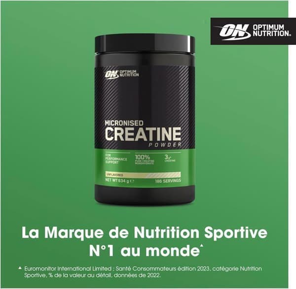 Optimum Nutrition Kreatin Monohydrat - Mikroniserat Kreatinpulver - Neutral Smak 317g
