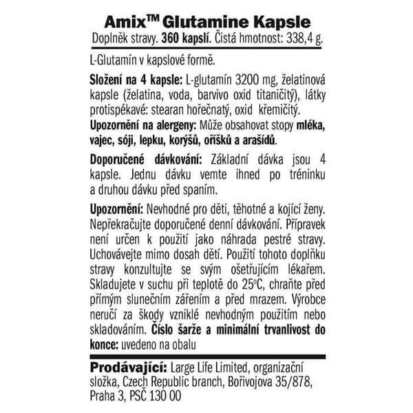 Amix Nutrition L-Glutamin, 360 kapslar