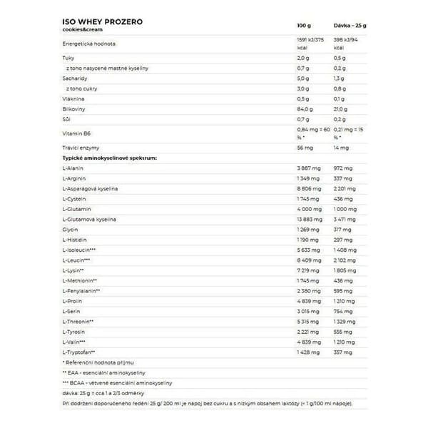 Nutrend ISO WHEY PROZERO, 500 g, kex med grädde