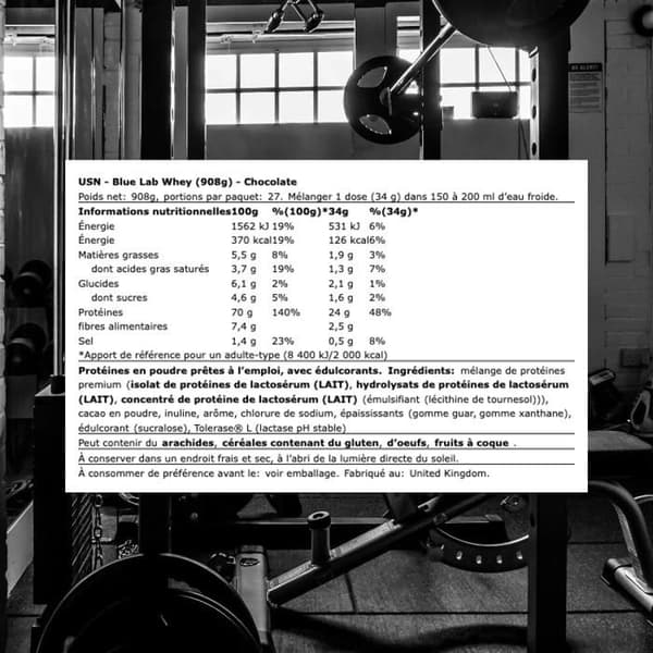 Blå Lab Whey 908g Choklad USN Protein