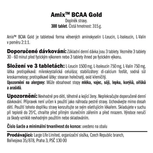 Amix Nutrition BCAA guld, 300 tabletter