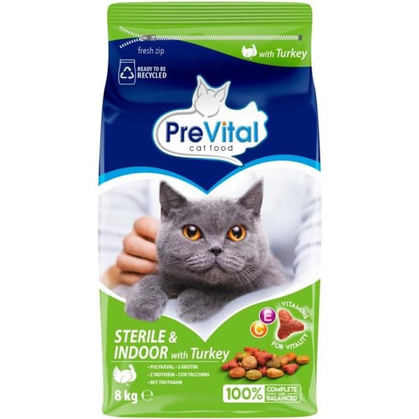 PreVital granulater med kalkon för steriliserade katter 8 kg