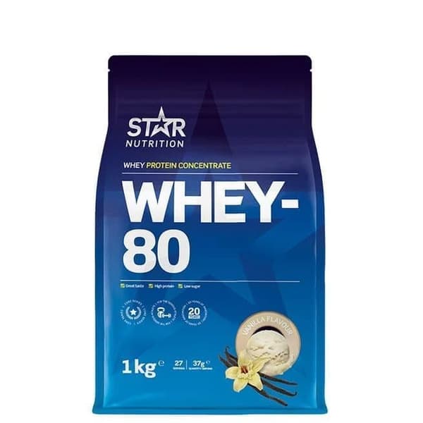 Star Nutrition Whey-80 Vassleprotein 1 kg Vanilj