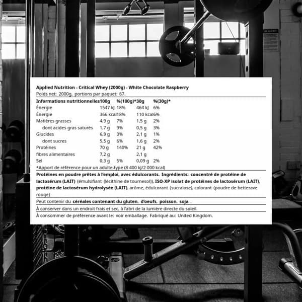 Kritisk Vassle 2000g Vit choklad med hallon Applied Nutrition Protein