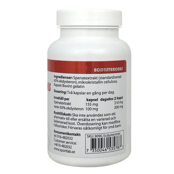 Sportlab Ecdysterone – 200 mg per dosering,  Svensktillverkad - 60 kapslar