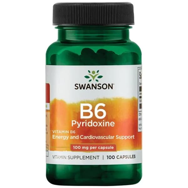 Vitamin B6 Pyridoxine 100 mg, 100 kapslar Swanson