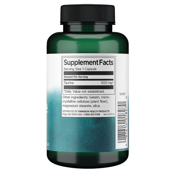 Taurine 500 mg, 100 Kapslar Swanson