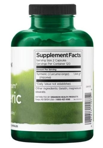 Gurkmeja, TURMERIC 720MG 100 KAPSLAR SWANSON
