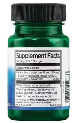 Lutein & Zeaxanthin, Synergistisk Ögonhälsa 60 Softgel Swanson