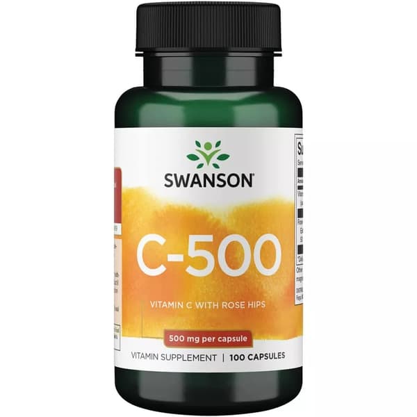 Vitamin C 500 mg med Nypon, 100 Kapslar Swanson