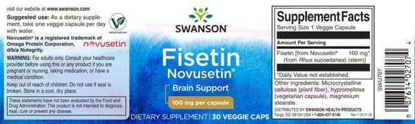 Fisetin Novusetin – 100 mg, 30 kapslar Swanson
