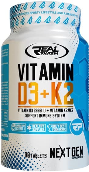 Real Pharm Vitamin D3 + K2 Mk7 90 tabletter