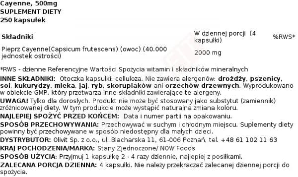 Now Foods - Cayenne 500 mg 250 kapslar