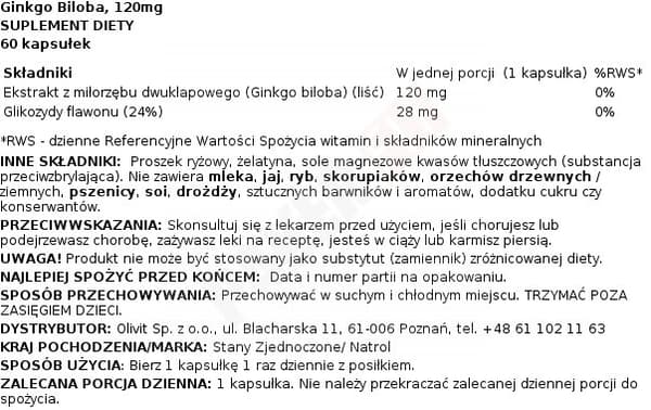 Natrol Ginkgo Biloba 60 kapslar