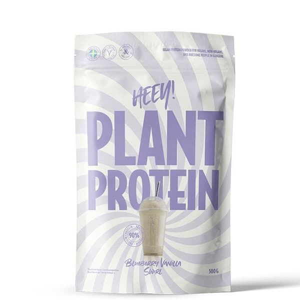 Heey! Plant Protein 2-pack – 1 kg växtbaserat premiumprotein med B12. Smak Blueberry Vanilla Swirl