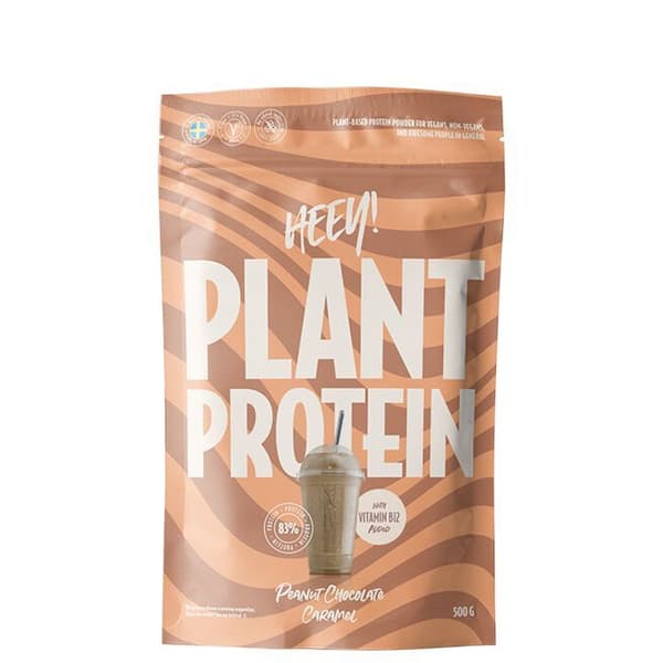 Heey! Plant Protein 2-pack – 1 kg växtbaserat premiumprotein med B12. Smak Jordnöt Choklad Karamell