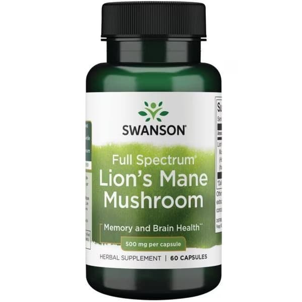 Lion's Mane Fullspektrum - 500 mg, 60 kapslar Swanson