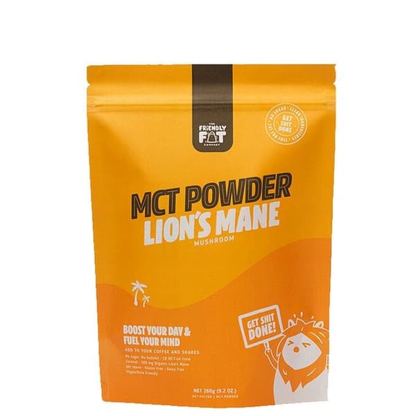 C8 MCT-pulver Lions Mane Mushroom 260 g The Friendly Fat Company