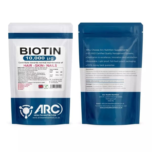 NUTRAVITA BIOTIN HAIR Growth Supplement 10,000mcg - 180 Vegan Tablets