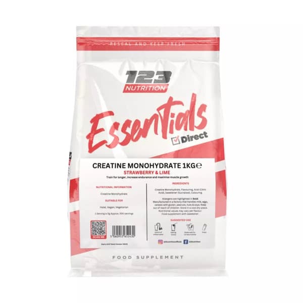 Creatine Monohydrate Powder Flavoured 1kg Essentials Direct Strawberry ...