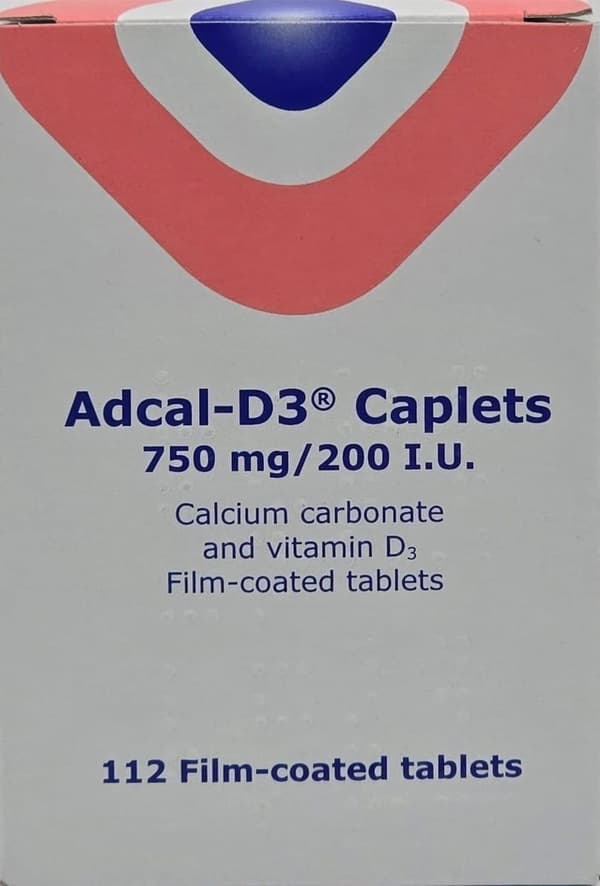 Adcal D3 Caplets - 750mg/200 iu Vitamin D3 - 112 Film Coated Tablets | CDON