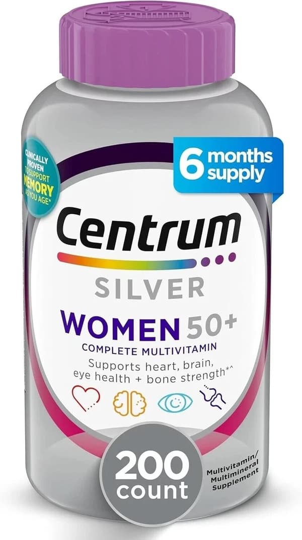 Centrum Silver Women 50+ Multivitamin, 200 Tablets Supports Memory and ...