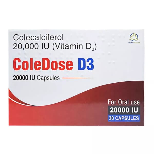 ColeDose Vitamin D3 20000 IU 30 Capsules High Strength Bone & Immune ...