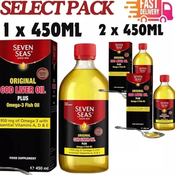 Seven Seas Cod Liver Oil Plus Omega-3 Fish with essential Vitamins A D ...