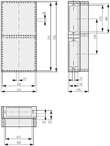 Eaton 078896 isolerande hölje, öppen upptill och botten, HxBxD=750x375x225mm