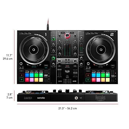 Hercules DJControl Inpulse 500 (2-deck DJ-controller, Beatmatch Guide, IMA, 16 RGB-pads, integreret lydkort/mixer, mic-in, DJ Academy) & DJMonitor 32: