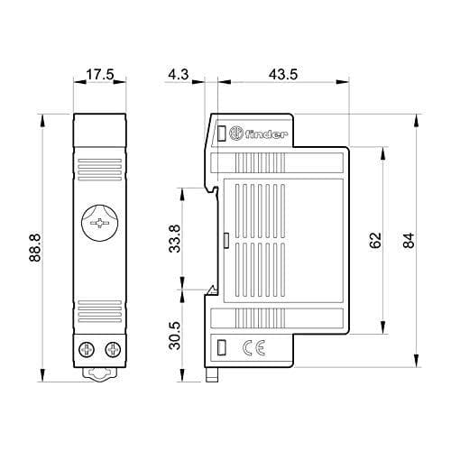 Finder Vari termostat 1S-10A til DIN-skinne 7T.81.0.000.2303 (7T8100002303)