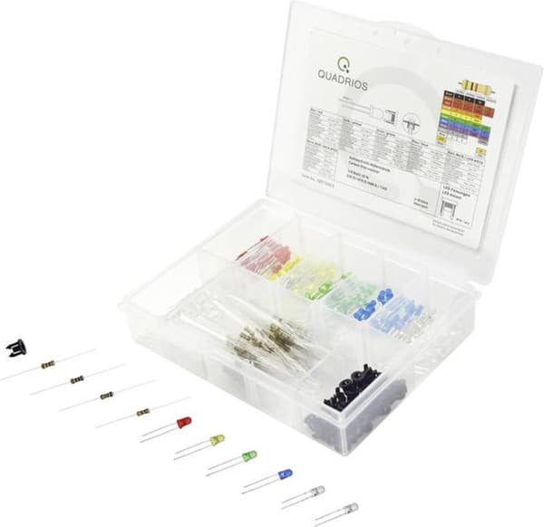 Quadrios LED-serie röd, grön, gul, blå, kall vit, varm vit 20 mA 3,0 V