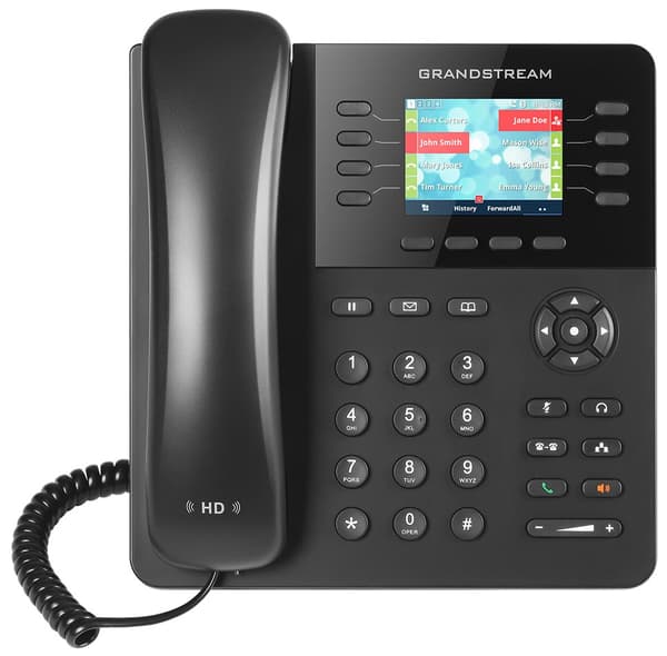 Grandstream GXP2135 VoIP telefon, 4x SIP, barevný 2,8" displej, 32x BLF Sort