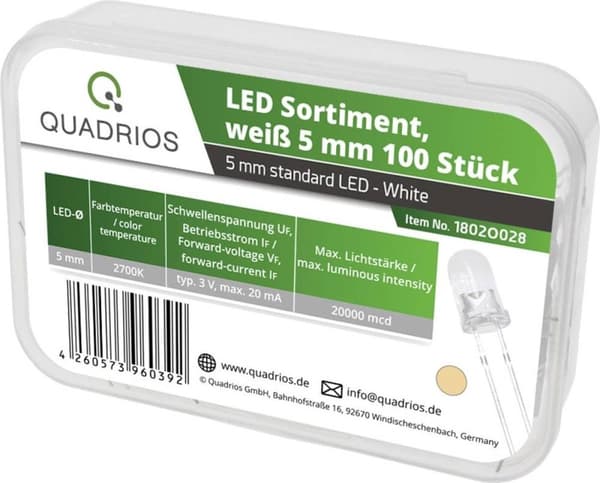 Quadrios LED-serie Varm hvid 5 mm 20 mA 3,0 V