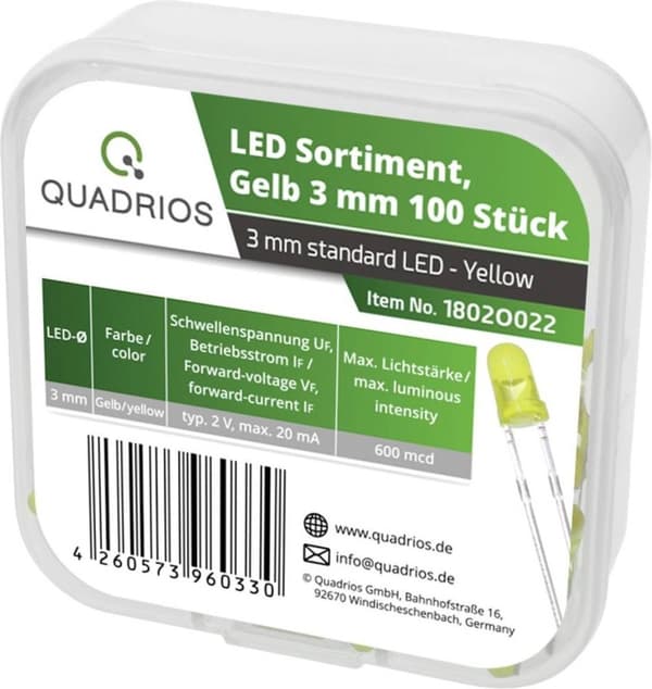Quadrios LED-serie Gul 3 mm 20 mA 2,0 V