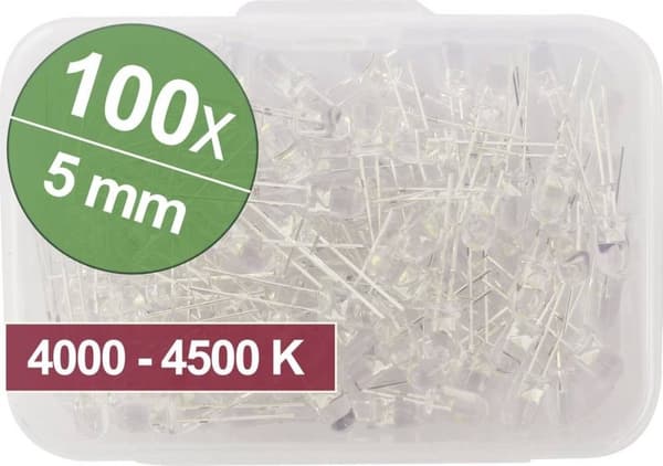 Quadrios LED-serie Naturhvid 5 mm 20 mA 3,0 V