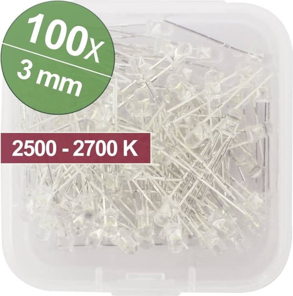 Quadrios LED-serie Varm hvid 3 mm 20 mA 3,0 V