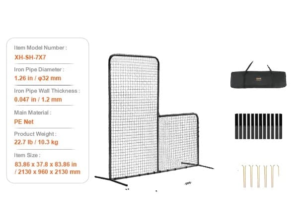 VEVOR L Skärm Baseball, Hållbart PE Nät, Bärbar Design,Ingen hjul