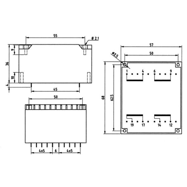 Weiss Elektrotechnik 83/298 Kretskortstransformator 2 x 115 V 2 x 21 V/AC 715 mA