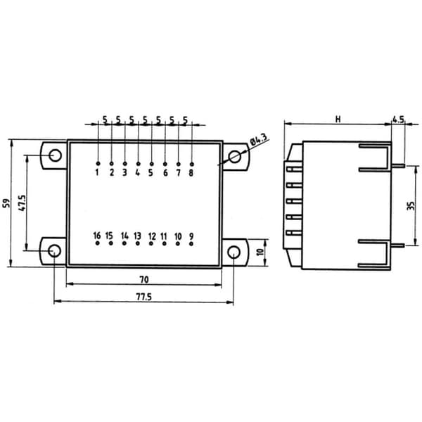 Weiss Elektrotechnik 85/423 Kretskortstransformator 1 x 230 V 1 x 15 V/AC 50 VA 3.34 A