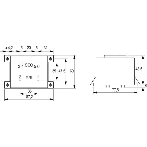 Block VCM 36/2/6 Kretskortstransformator 1 x 230 V 2 x 6 V/AC 36 VA 6 A