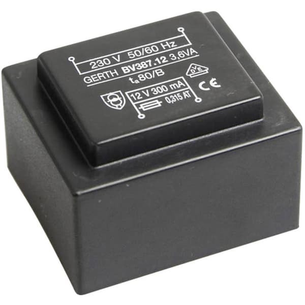 Gerth PTG380601 Kretskortstransformator 1 x 230 V 1 x 6 V/AC 3.60 VA 600 mA
