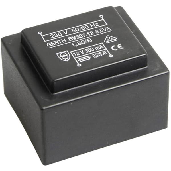 Gerth PTG381202 Kretskortstransformator 1 x 230 V 2 x 6 V/AC 3.60 VA 300 mA