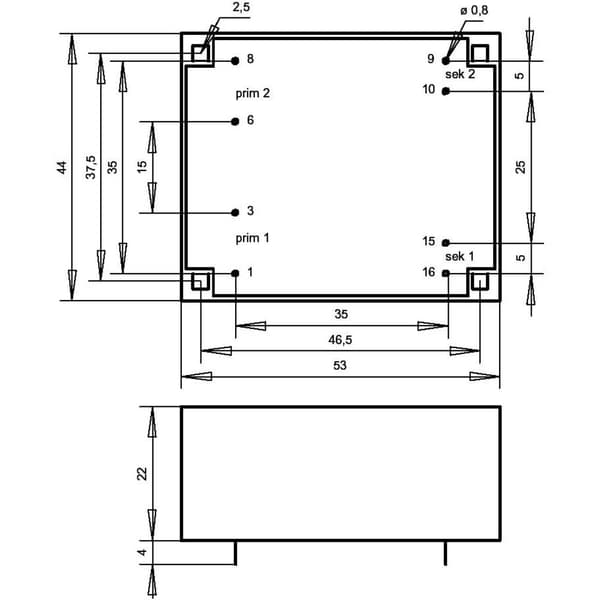 Gerth FL6.24 Kretskortstransformator 2 x 115 V 2 x 12 V/AC 6 VA 250 mA