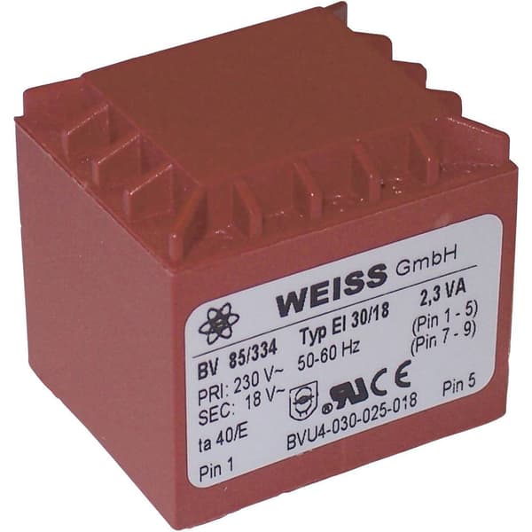 Weiss Elektrotechnik 85/332 Kretskortstransformator 1 x 230 V 1 x 12 V/AC 2.30 VA 192 mA